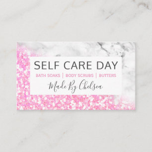 Carte De Visite Soins de jour Marbre rose Spa de beauté fait main