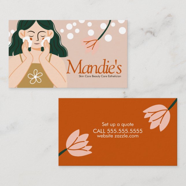 Carte De Visite Soins de la peau Esthétique femmes Business Salon  (Devant / Derrière)