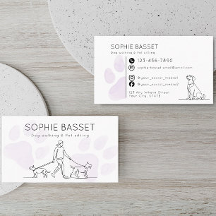 Carte De Visite Soins de promenade de chien moderne Empreinte de p