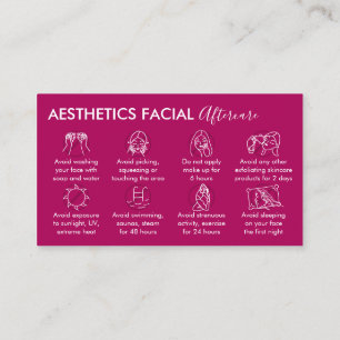 Carte De Visite Soins de visage après esthétique rose foncé