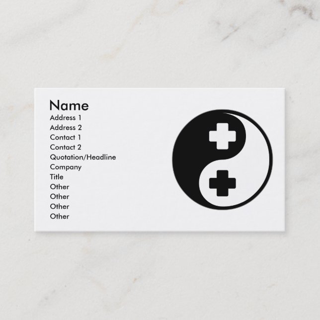 Carte De Visite Soins de Yin Yang (Devant)