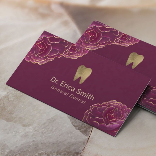 Carte De Visite Soins dentaires Dentist Gold Tibet Bourgogne Flora (Créateur téléchargé)