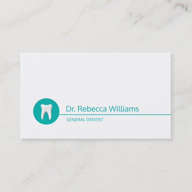Carte De Visite Soins dentaires simples White Dentiste Green Dot (Devant)