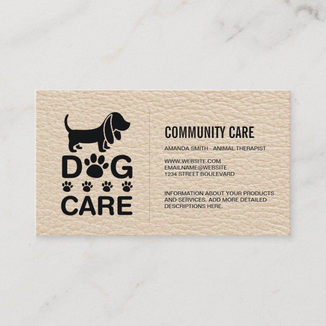 Carte De Visite Soins des chiens | Services de formation pour anim (Devant)