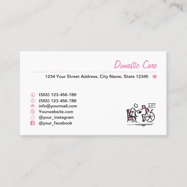 Carte De Visite Soins domestiques. Soins à domicile. Service de so (Devant)