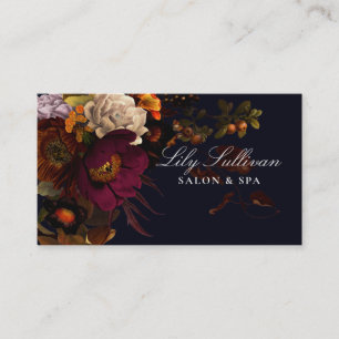 Carte De Visite Soirée Moody Noir Automne Logo Floral