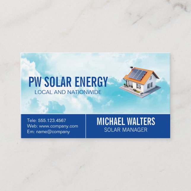 Carte De Visite Solaire domestique | Énergie propre (Devant)