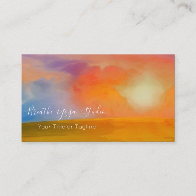 Carte De Visite Soleil aquarelle sur le champ doré (Devant)