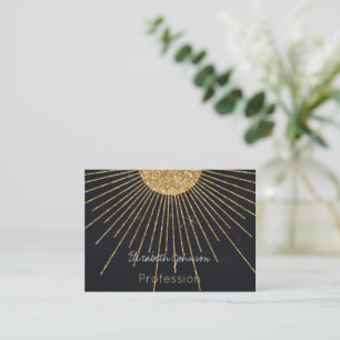Carte De Visite Soleil brillant d'or noir moderne