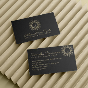 Carte De Visite Soleil céleste Abstrait d'or noir
