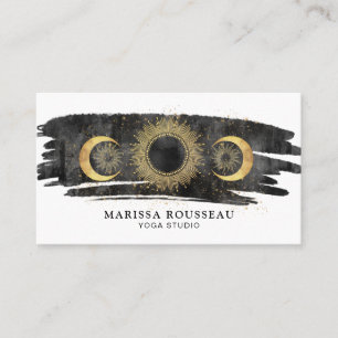 Carte De Visite Soleil Céleste Stars Or Noir Blanc Yoga