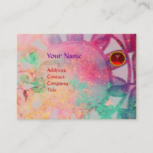 Carte De Visite SOLEIL ÉNERGIE SOLAIRE ROUGE RUBY MONOGRAMME rose 