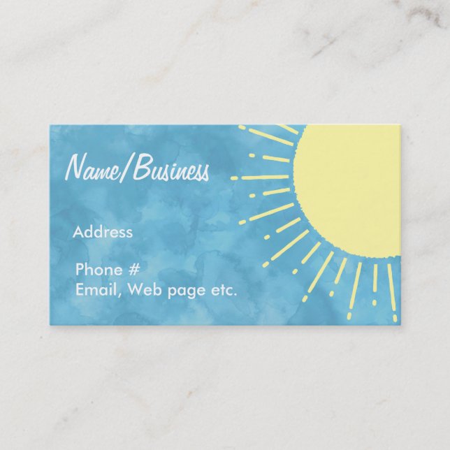 Carte De Visite Soleil Jaune Dans Ciel Bleu Personnalisé (Devant)