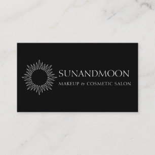Carte De Visite Soleil Lune Manuscrite Spirituelle Neutre Noir