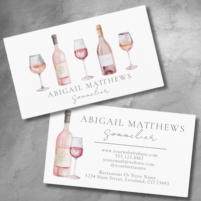 Carte De Visite Sommelier Elégant Vin (Elegant Sommelier Wine Business Card)