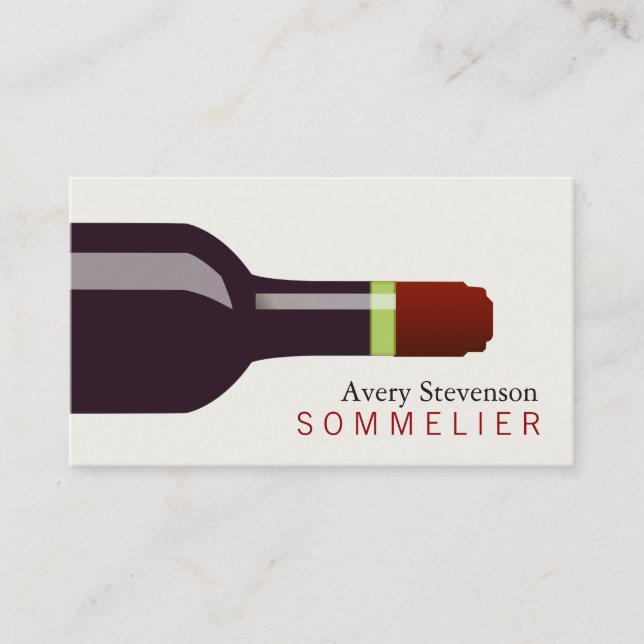 Carte De Visite Sommelier en bouteille de vin rouge (Devant)