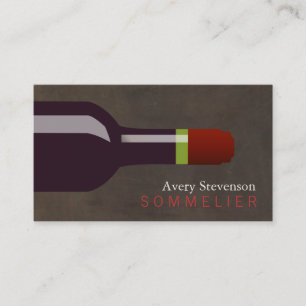 Carte De Visite Sommelier en bouteille rouge en cuir Brown