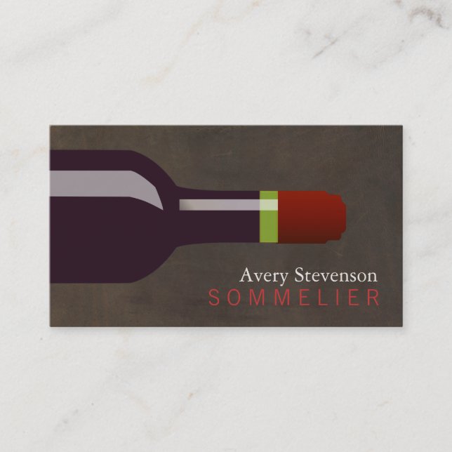 Carte De Visite Sommelier en bouteille rouge en cuir Brown (Devant)
