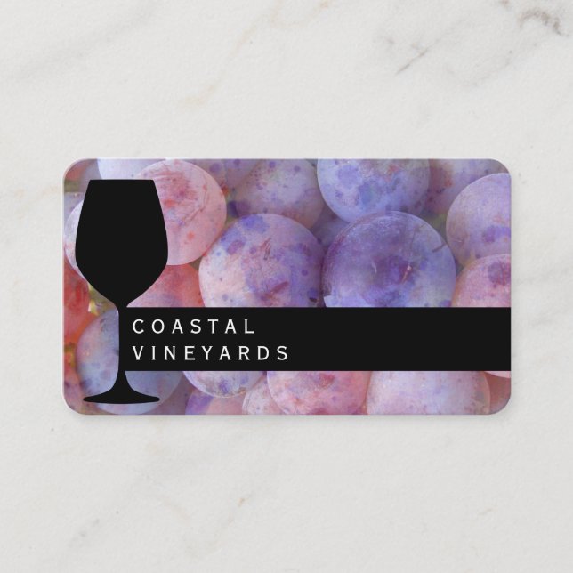 Carte De Visite Sommelier en verre de raisin et de vin (Devant)