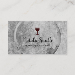 Carte De Visite Sommelier en verre de vin Stain Grunge