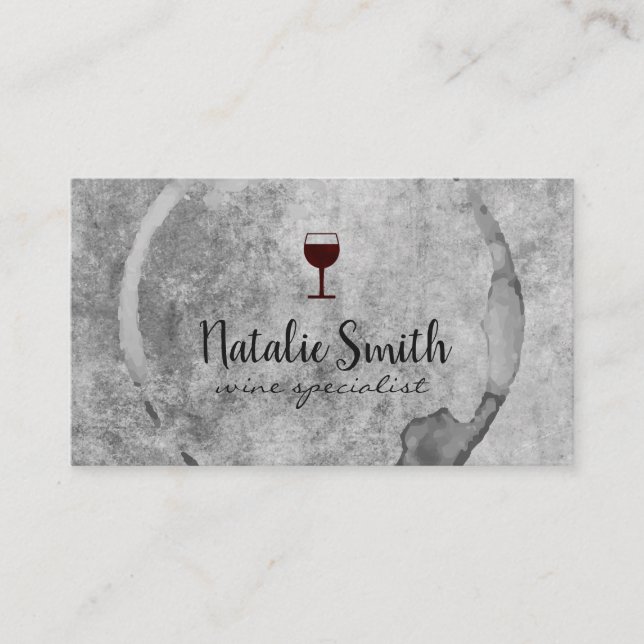 Carte De Visite Sommelier en verre de vin Stain Grunge (Devant)
