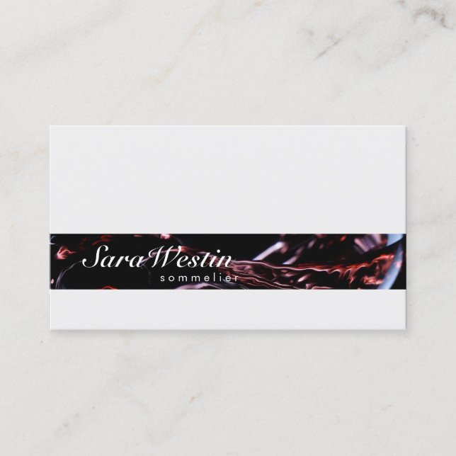 Carte De Visite Sommelier Script Wine Flow Business Card (Devant)