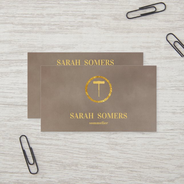 Carte De Visite Sommelier sommelier barman à vis à vin moderne (Devant/Arrière en situation)