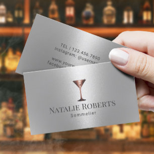 Carte De Visite Sommelier sommelier moderne Silver