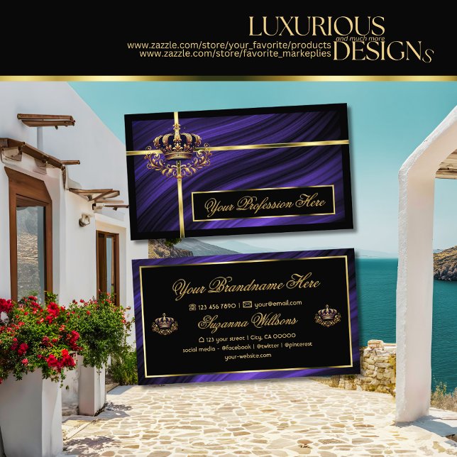 Carte De Visite Somptueux et Noble couronne d'or Royal Blue (Créateur téléchargé)