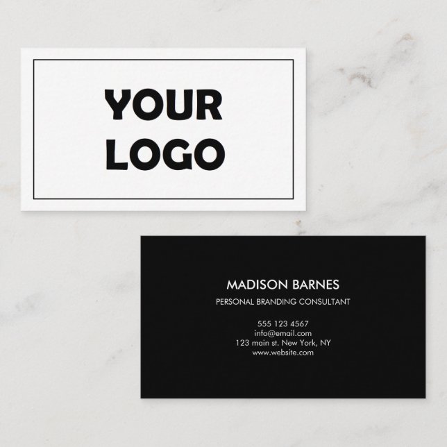 Carte De Visite Sophisticated Black And White Logo Minimal  (Devant / Derrière)