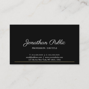 Carte De Visite Sophistiqué Clean Plain moderne Black Gold Design