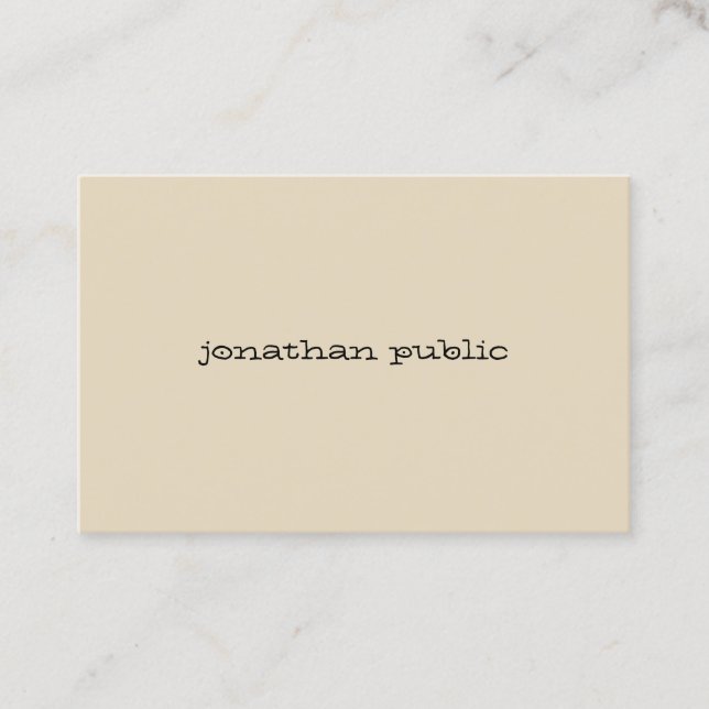 Carte De Visite Sophistiqué moderne à la main Script Beige pure pl (Devant)