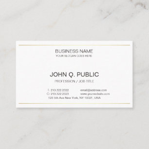 Carte De Visite Sophistiqué Moderne Entreprise Plain Or Blanc