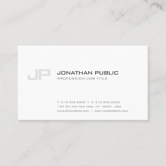 Carte De Visite Sophistiqué Monogramme Plain simple moderne (Devant)