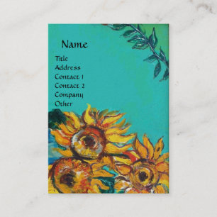 Carte De Visite SOUFFLE AVEC CHAT NOIR Jaune Turquoise Bleu