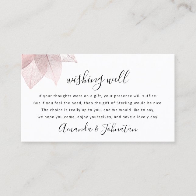 Carte De Visite Souhaitez Bien Pour Mariage Sterling argent cadeau (Devant)