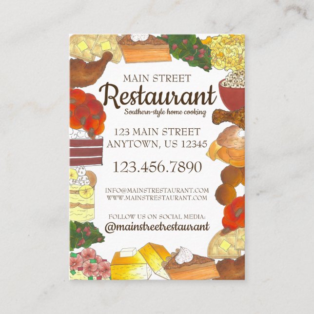 Carte De Visite Soul Food Southern Cuisine Traiteur Restaurant Che (Devant)