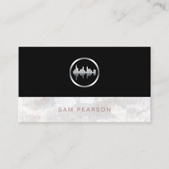 Carte De Visite Sound Engineer Bold Silver Sound Wave Icon élégant (Devant)