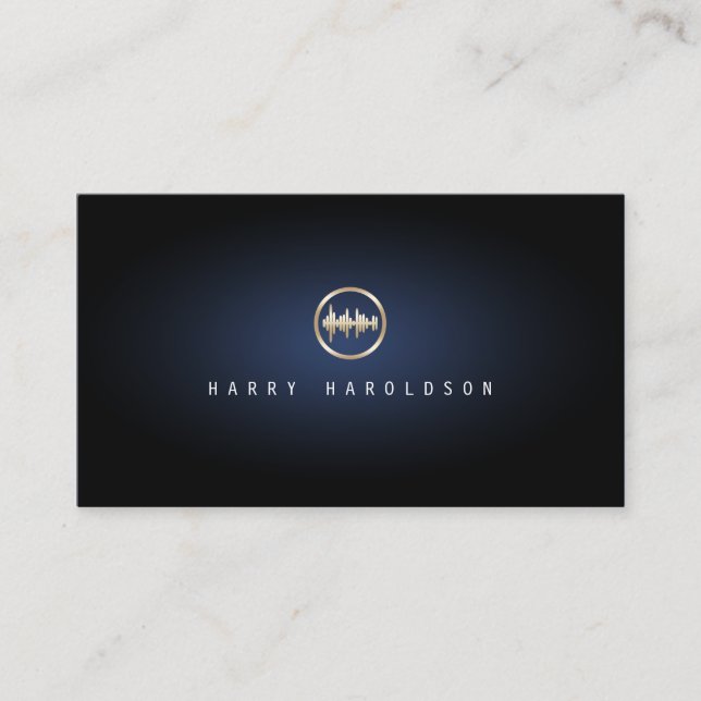Carte De Visite Sound Engineer Sound Wave Icône Blue Glow Music (Devant)