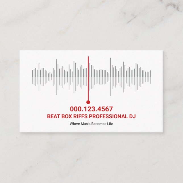 Carte De Visite Sound Wave Frequency Audio Engineer Deejay (Devant)