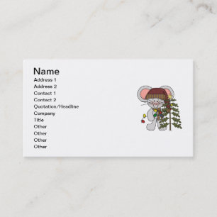 Carte De Visite Souris de Noël décorant l'arbre