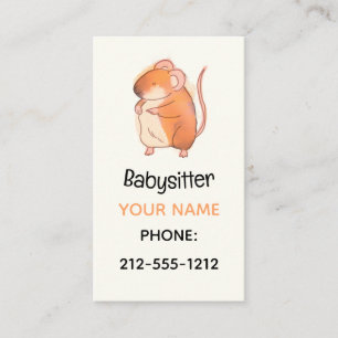 Carte De Visite Souris Doodle Babysitter QR Code