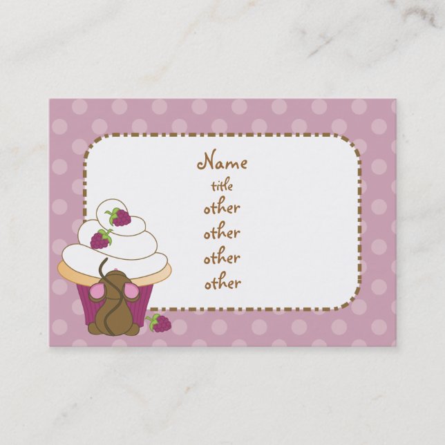 Carte De Visite Souris et Cupcake (Devant)