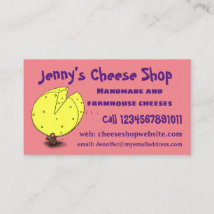 Carte De Visite Souris mignonne avec dessin animé au fromage