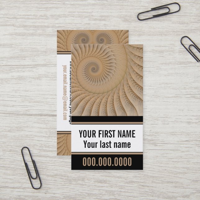 Carte De Visite Sous-remorque Tan Spiral Abstrait (Devant/Arrière en situation)