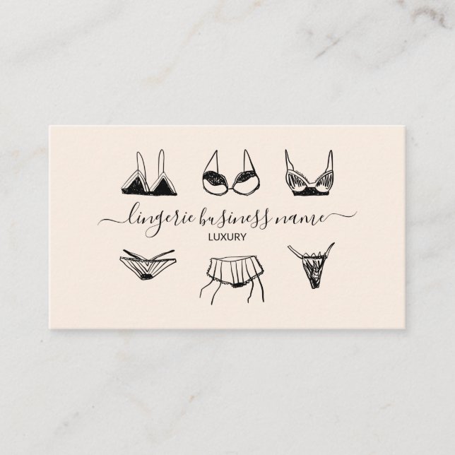 Carte De Visite Sous-vêtements beige magasin de mode Lingerie (Devant)