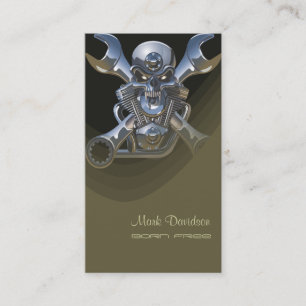 Carte De Visite Soutenu pour être sauvage, clé de moto + crâne