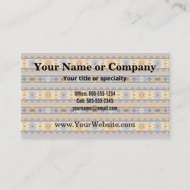 Carte De Visite Southwest Design Gold Blue Grey Tribal Motif (Devant)