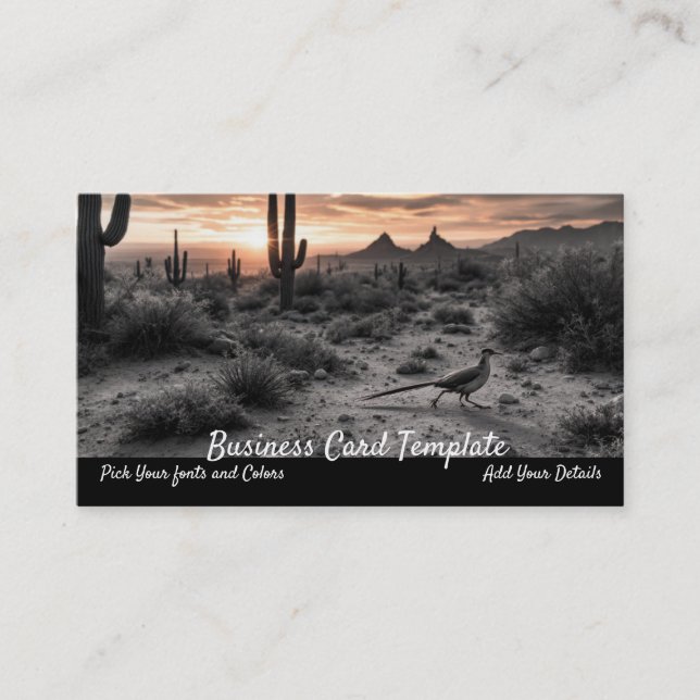 Carte De Visite Southwestern Arizona Sunrise Roadrunner  (Devant)