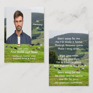 Carte De Visite Souvenir mémorial chrétien de paysage de ferme bov